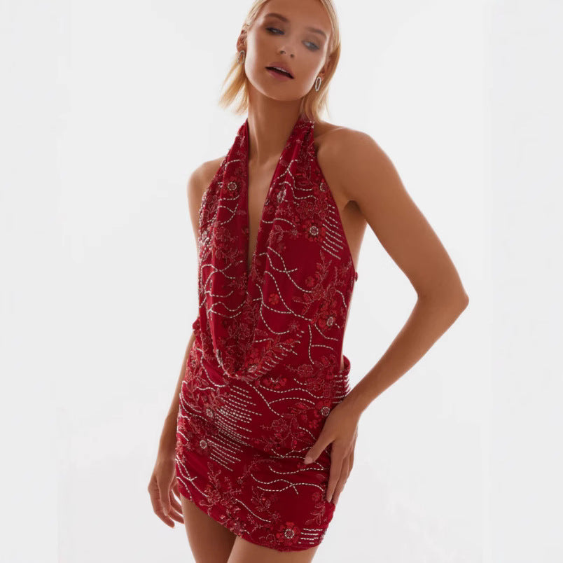 Dress Female Summer Bead Tube Sequin Dresses