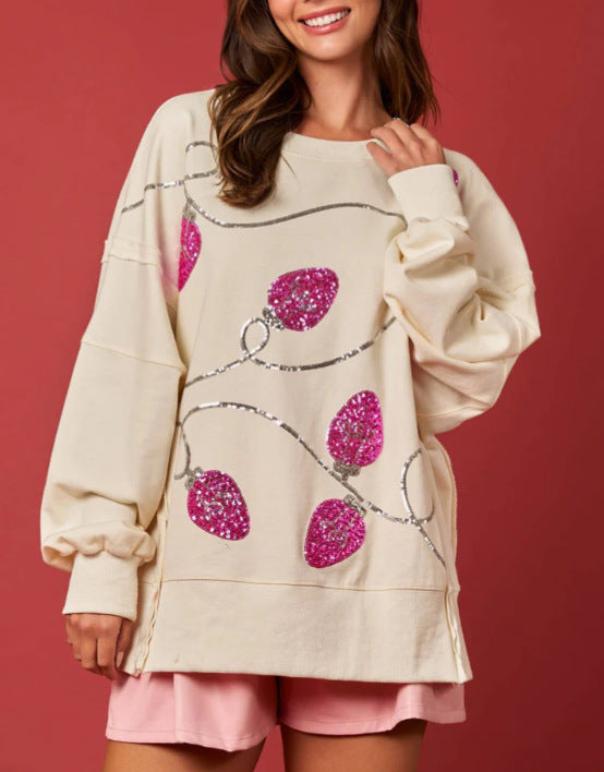 Women's Fashion Trend Sequined Long Sleeve Pullover Sweaters