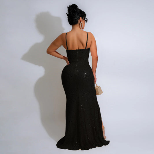 Sequin Sling Formal Dress Host Banquet Dresses