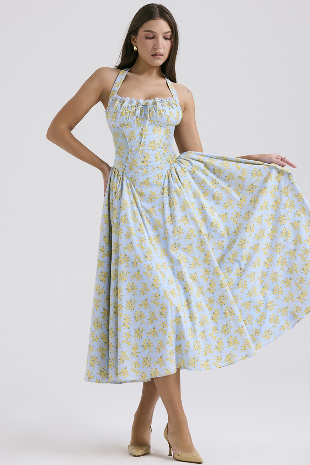 Summer Suspender Dress Fashionable Printed Halter Dresses