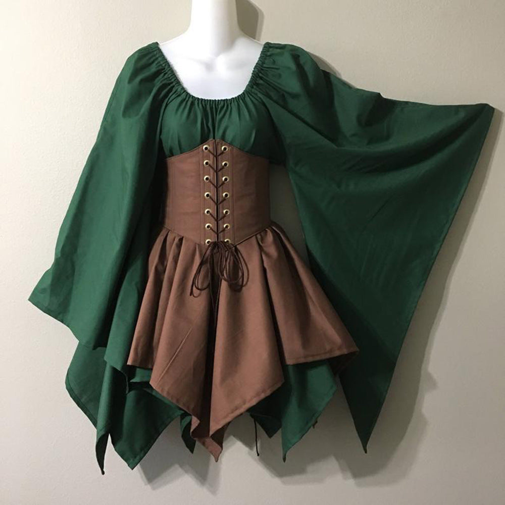 Medieval Renaissance Retro Trumpet Sleeve Long Dress