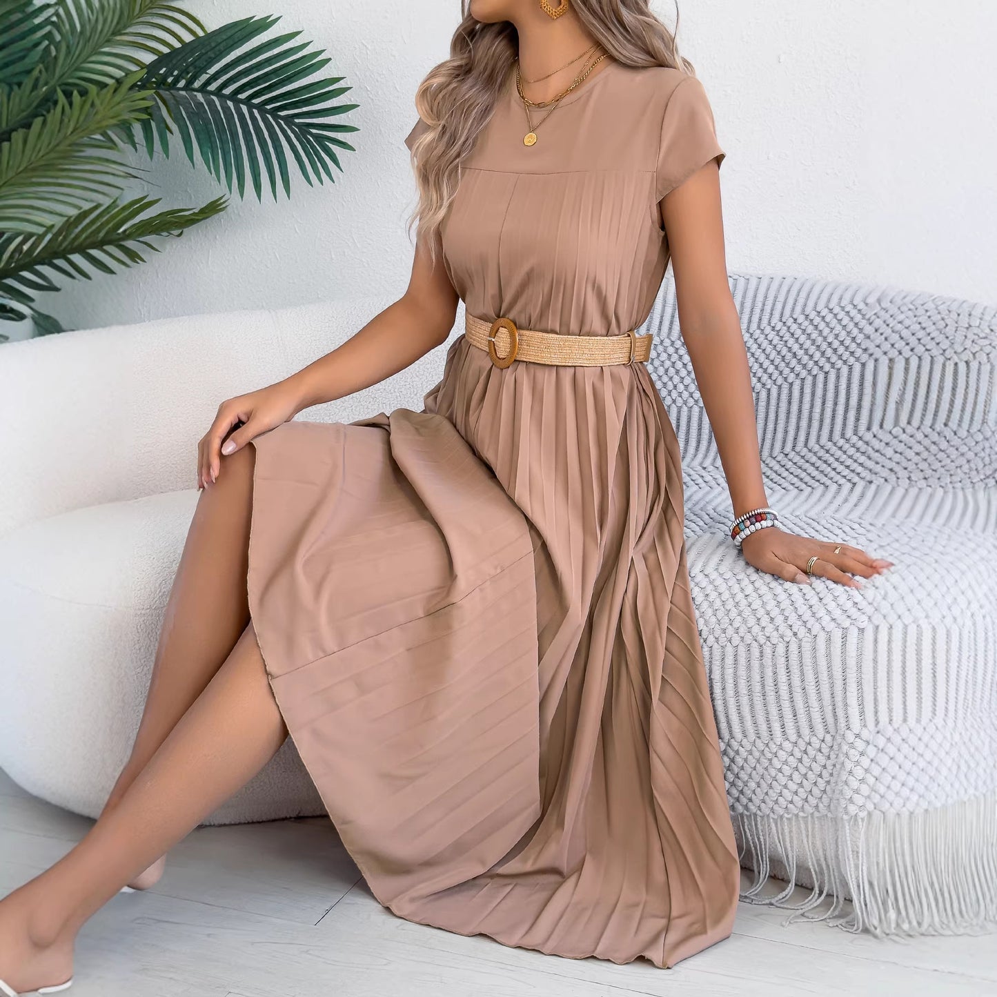 Women's Pleated With Casual Loose Sleeves Pockets Shorts