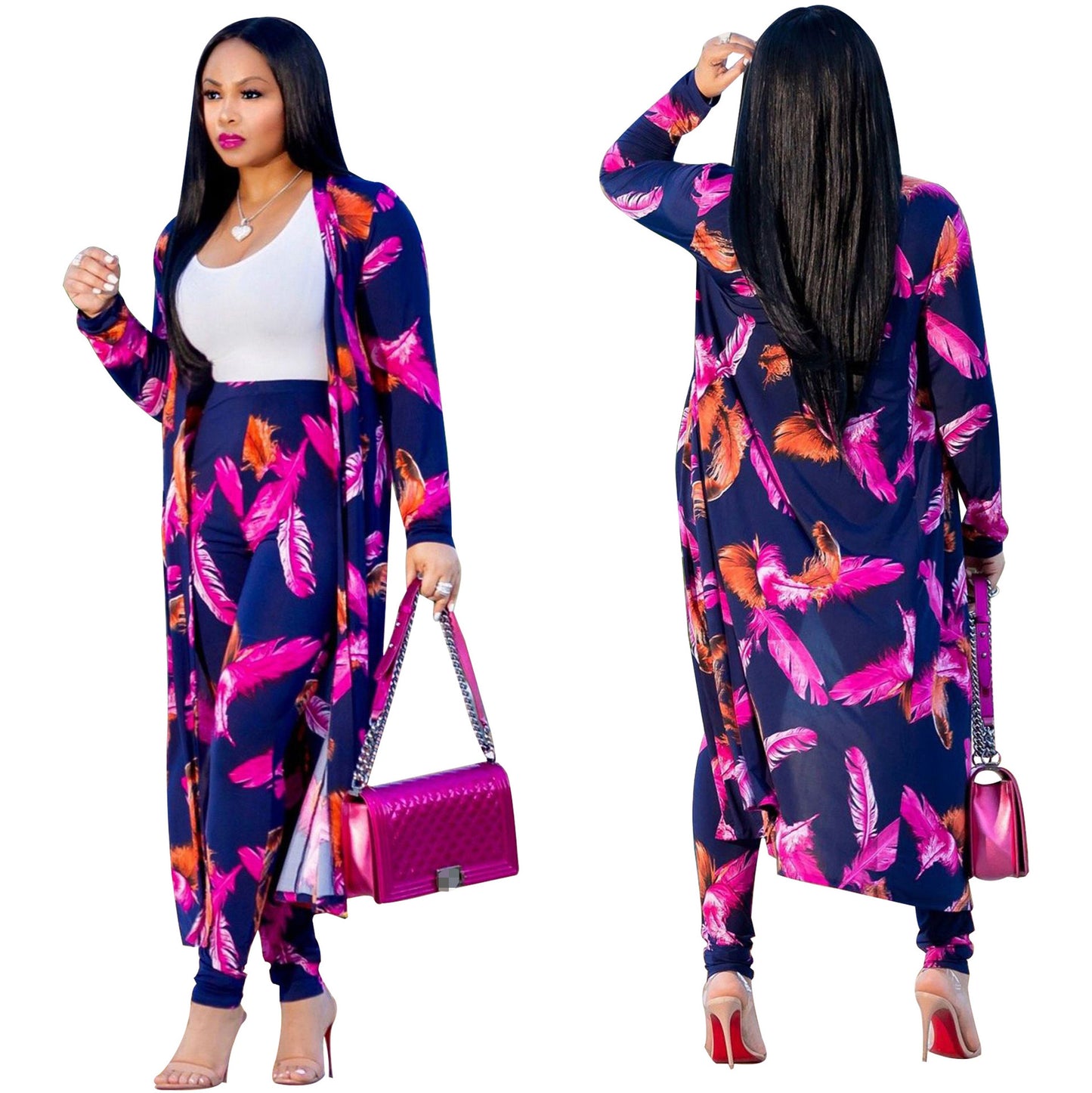 Print Long Sleeve Two-piece Set Nightclub Suits
