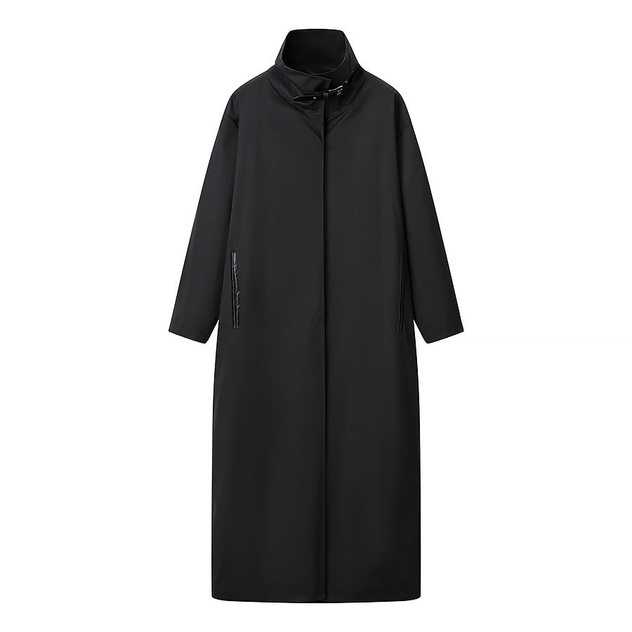 Women's Temperamental Solid Color Stand Collar Long Coats