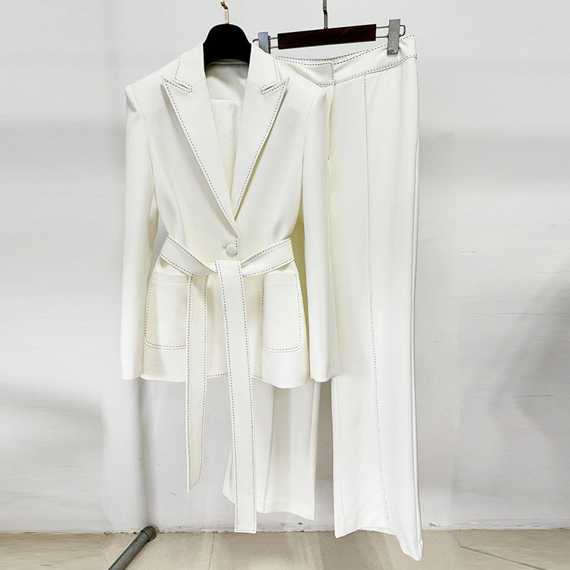 Beaded Decorative Series Belt Two-piece Set Fashion Casual Suit