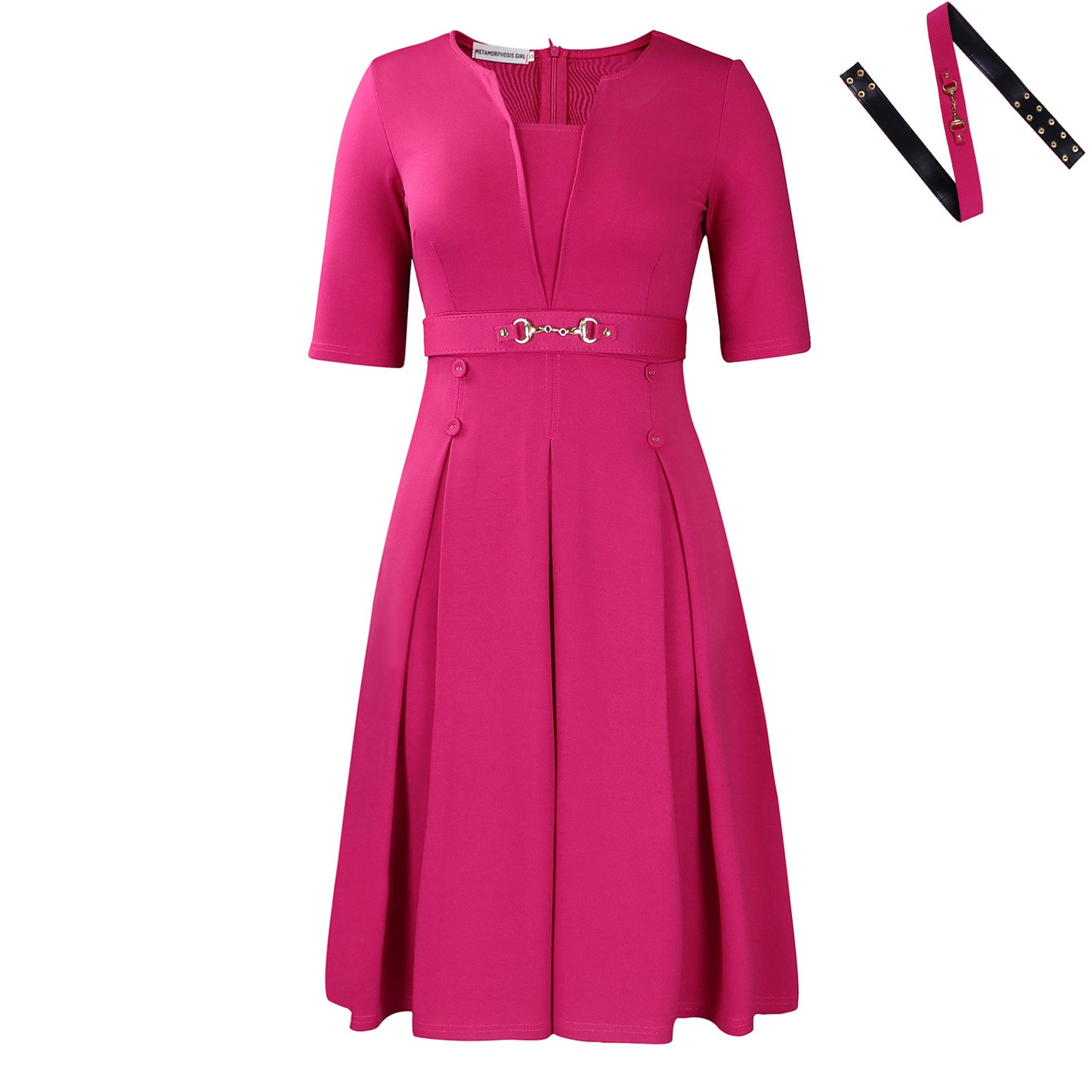 Women's Sleeve Fashion Elegant Commuter Solid Color Dress