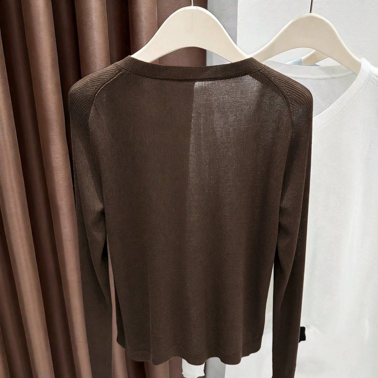 Women's Color Round Neck Long Sleeve Micro Women's Sweater