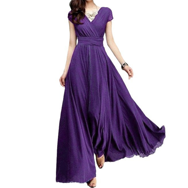 Sleeve Bohemian Chiffon Slim Looking Belly Dress
