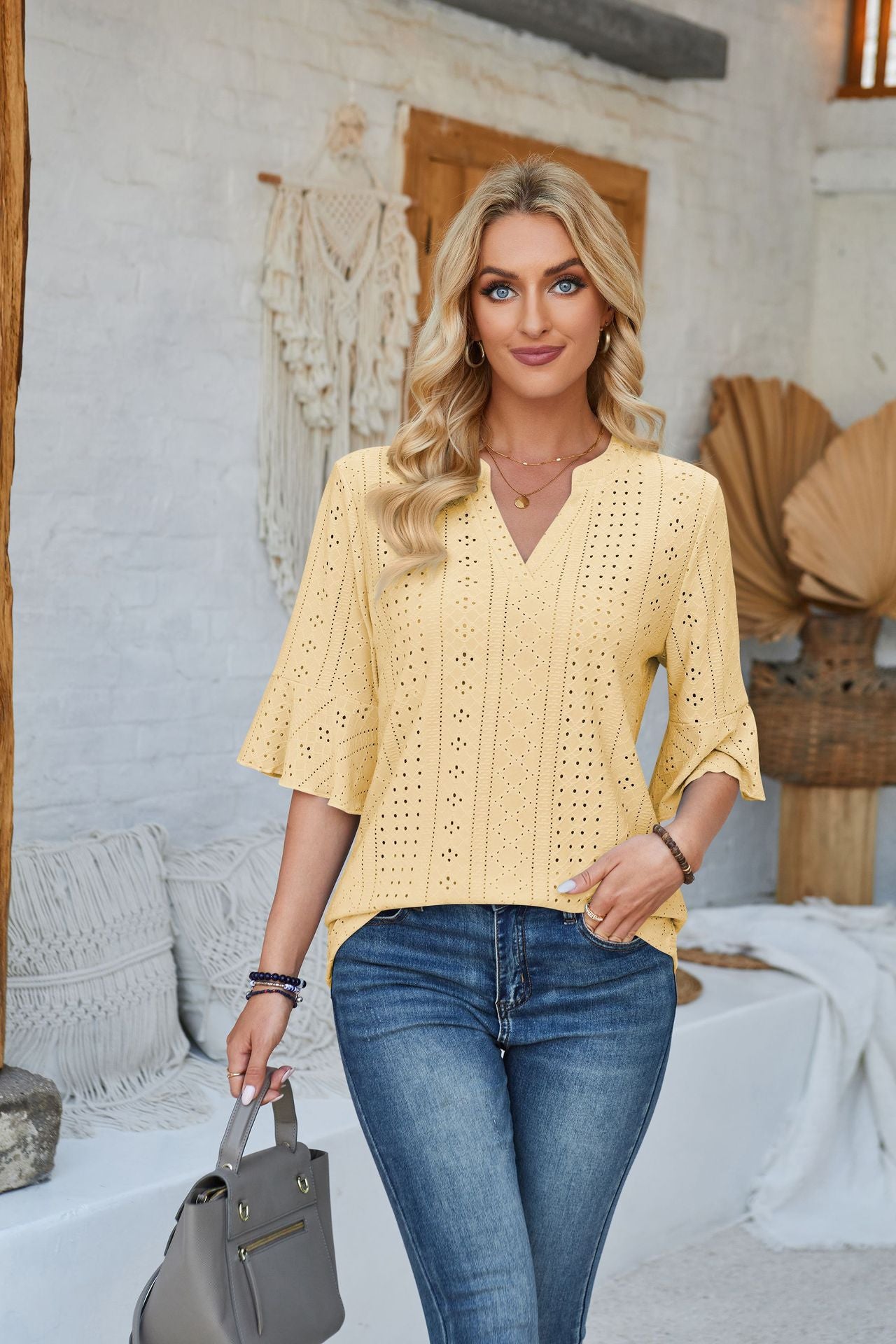 Women's Solid Color Half Sleeve Loose T-shirt Blouses