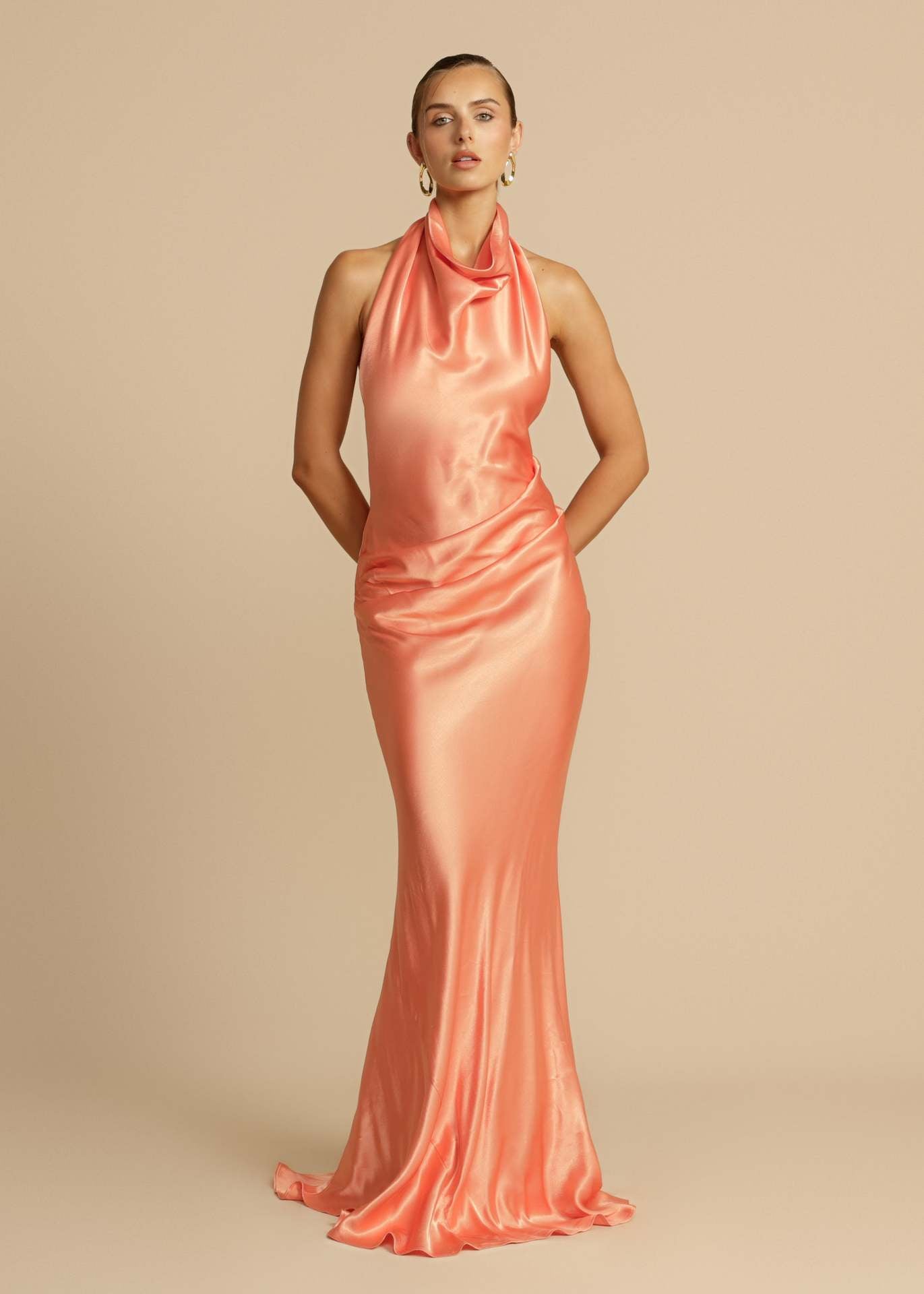 Women's Slit Sexy Elegant Dress Pure Color Halter Dresses