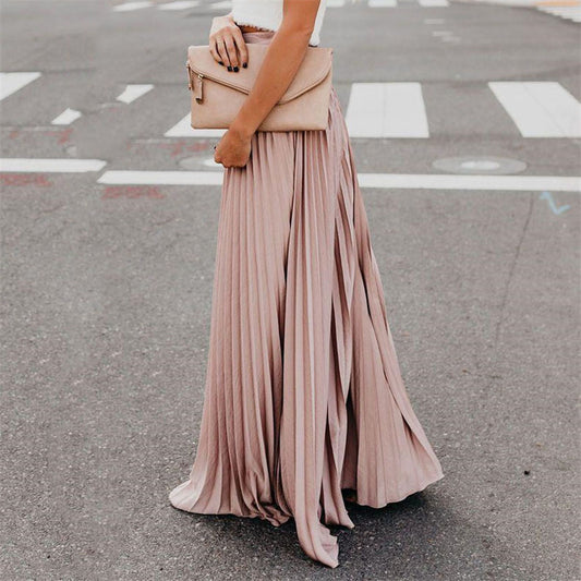 Women's Unique Solid Color Pleated Swing Skirts