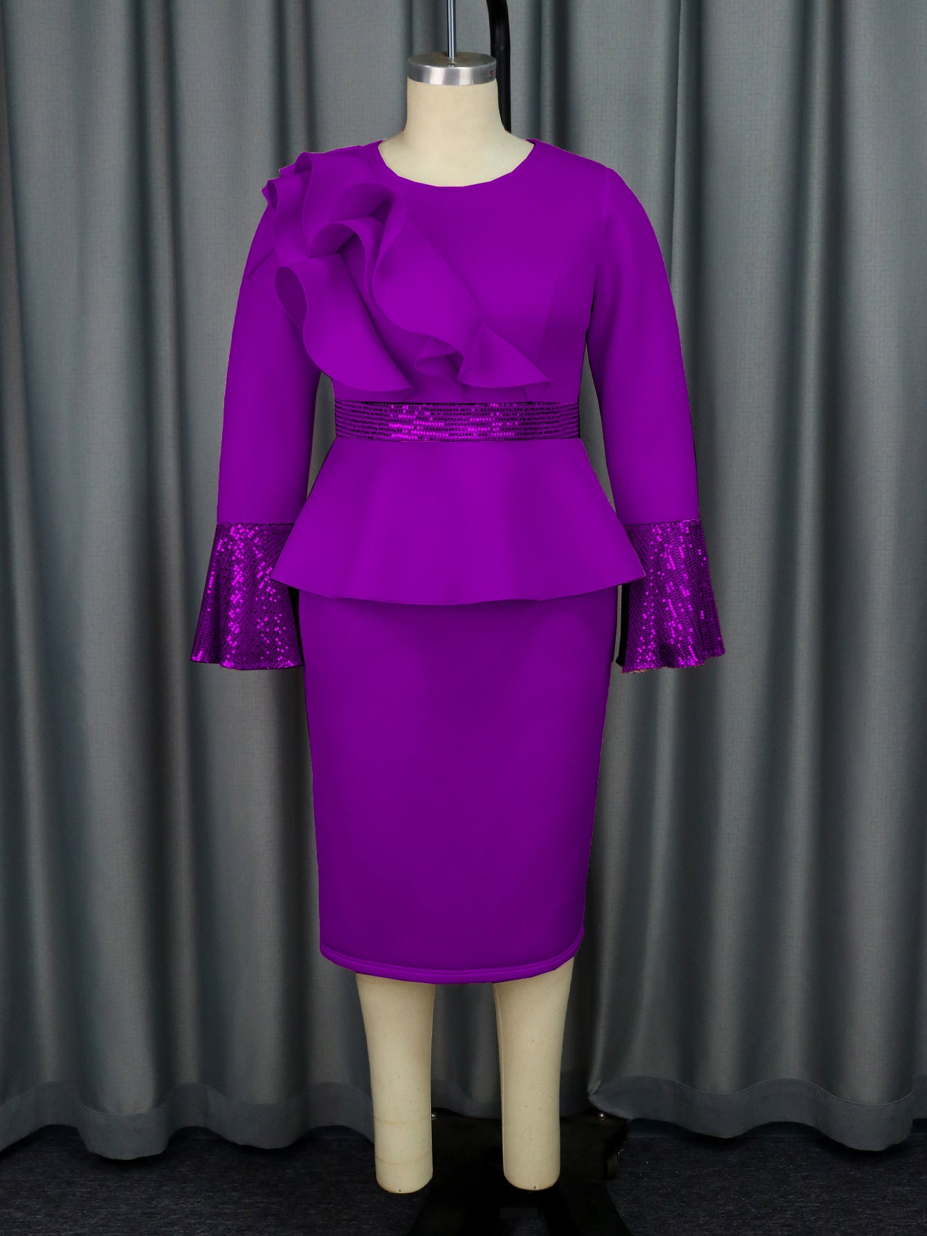 Featured Ruffles Flare Sleeve Dress Party Dresses