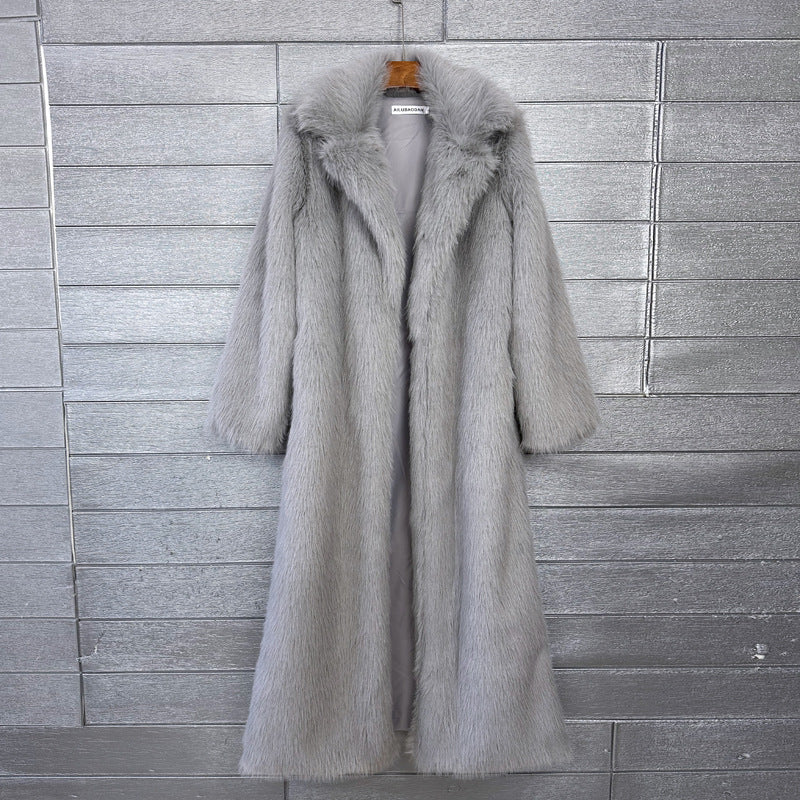 Women's Thick Imitation Plush Furry Fur Extended Coats