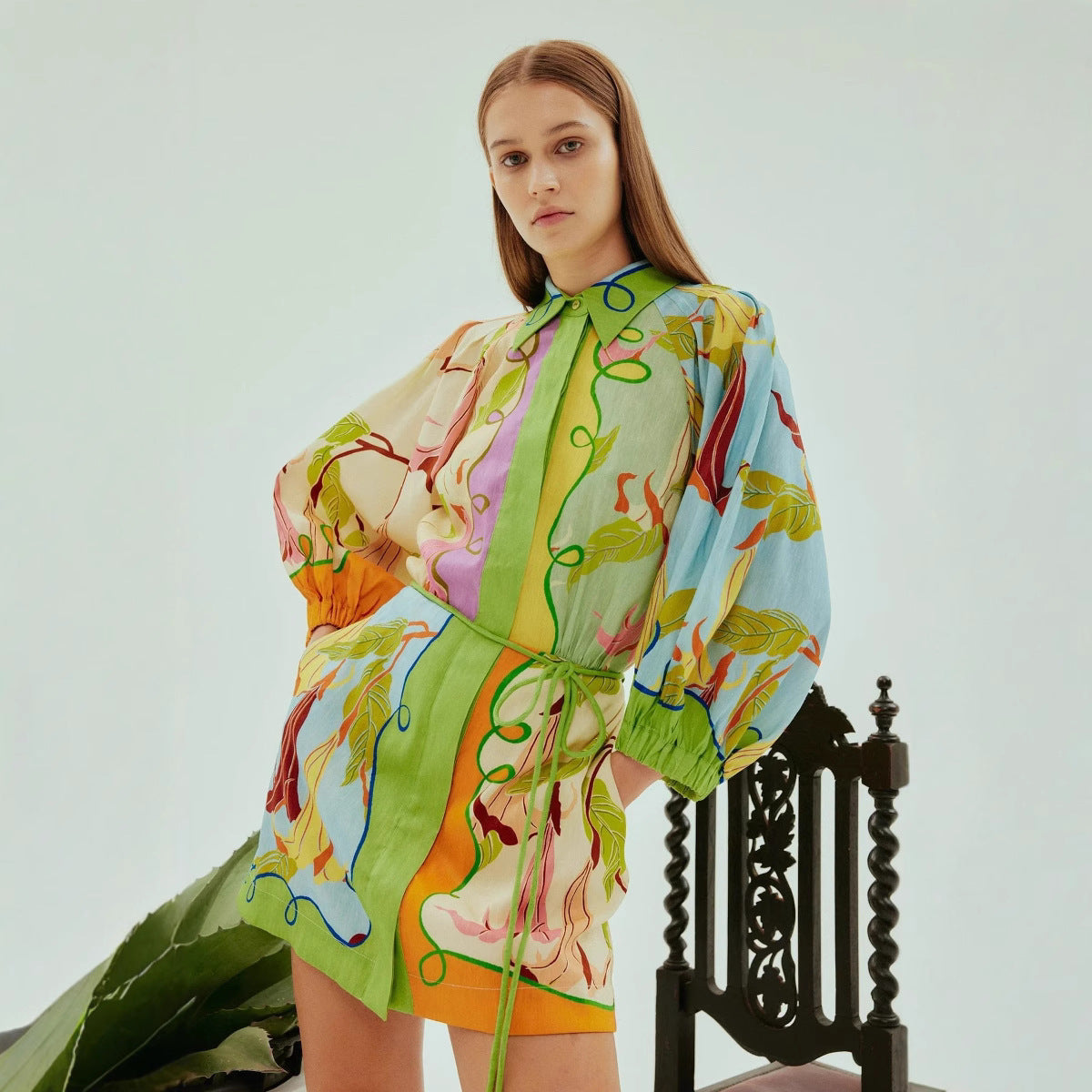Casual Women's Linen Personalized Stylish Print Dress