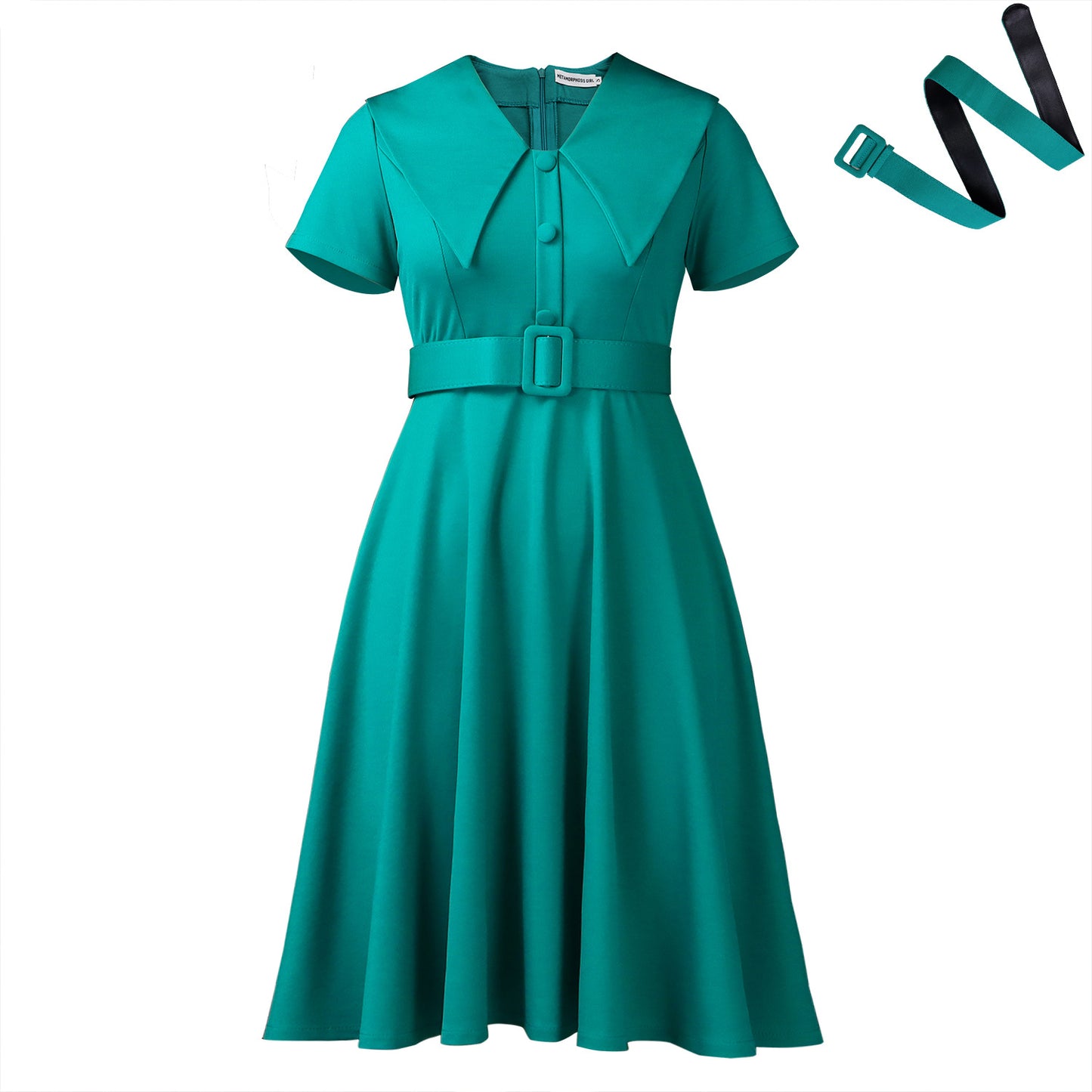 Women's Temperament Peter Pan Collar Sleeve Stretch Dresses