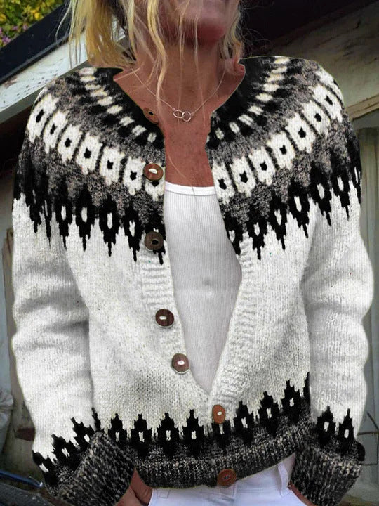 Winter Single-breasted Nordic Totem Warm Button Sweaters