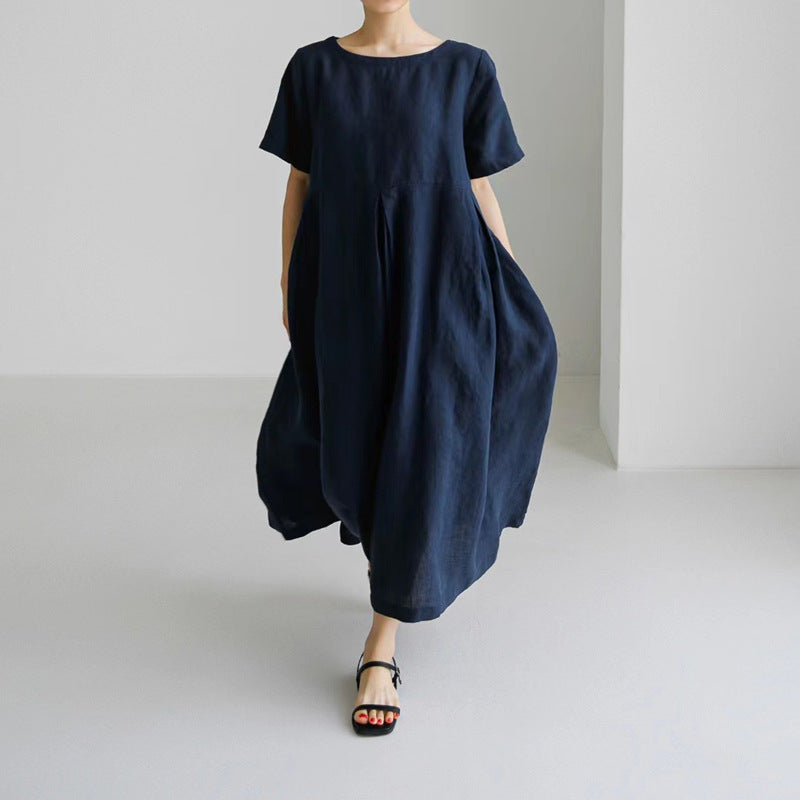 Women's Dress Fat Korean Style Cotton Linen Dresses