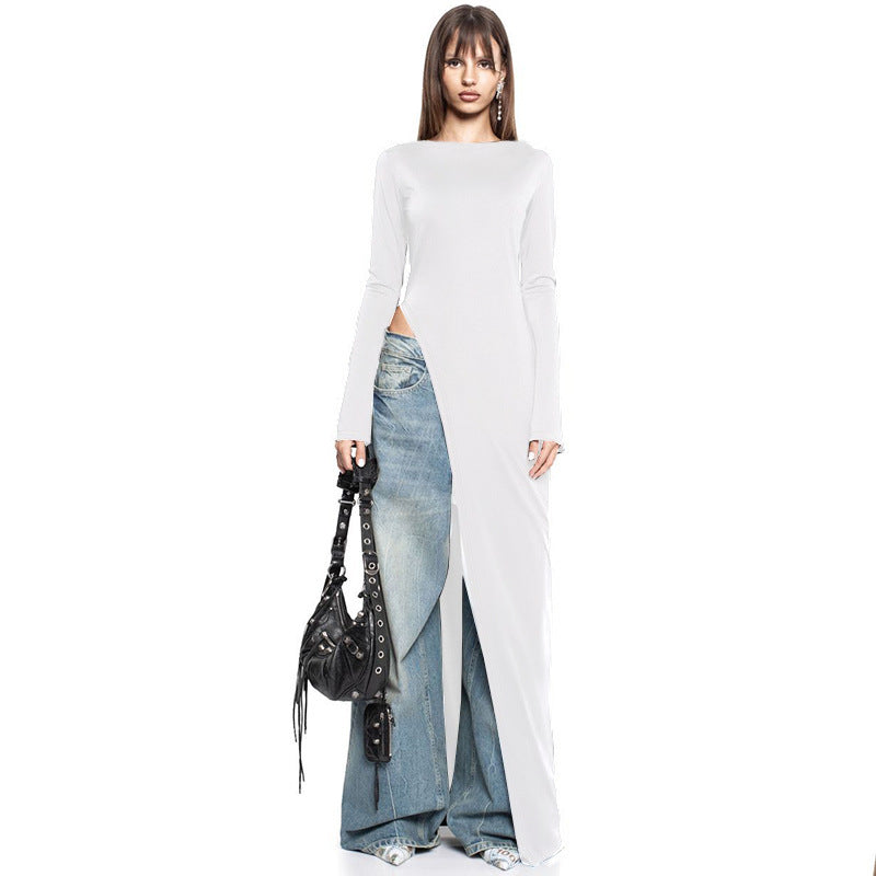Women's Autumn Fashion Special Split Solid Color Dresses