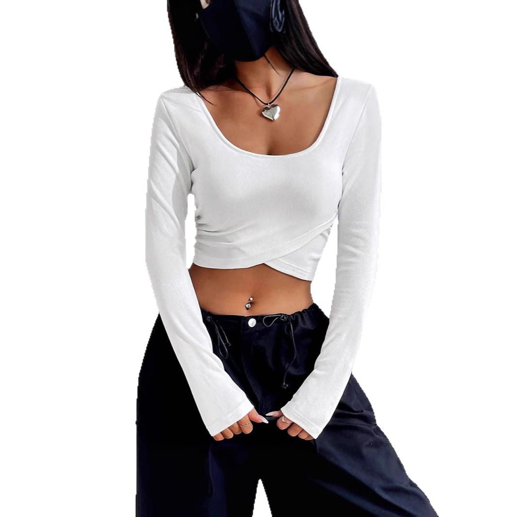 Women's Collar Tight Long-sleeved T-shirt Crop Bottoming Women's Sweater
