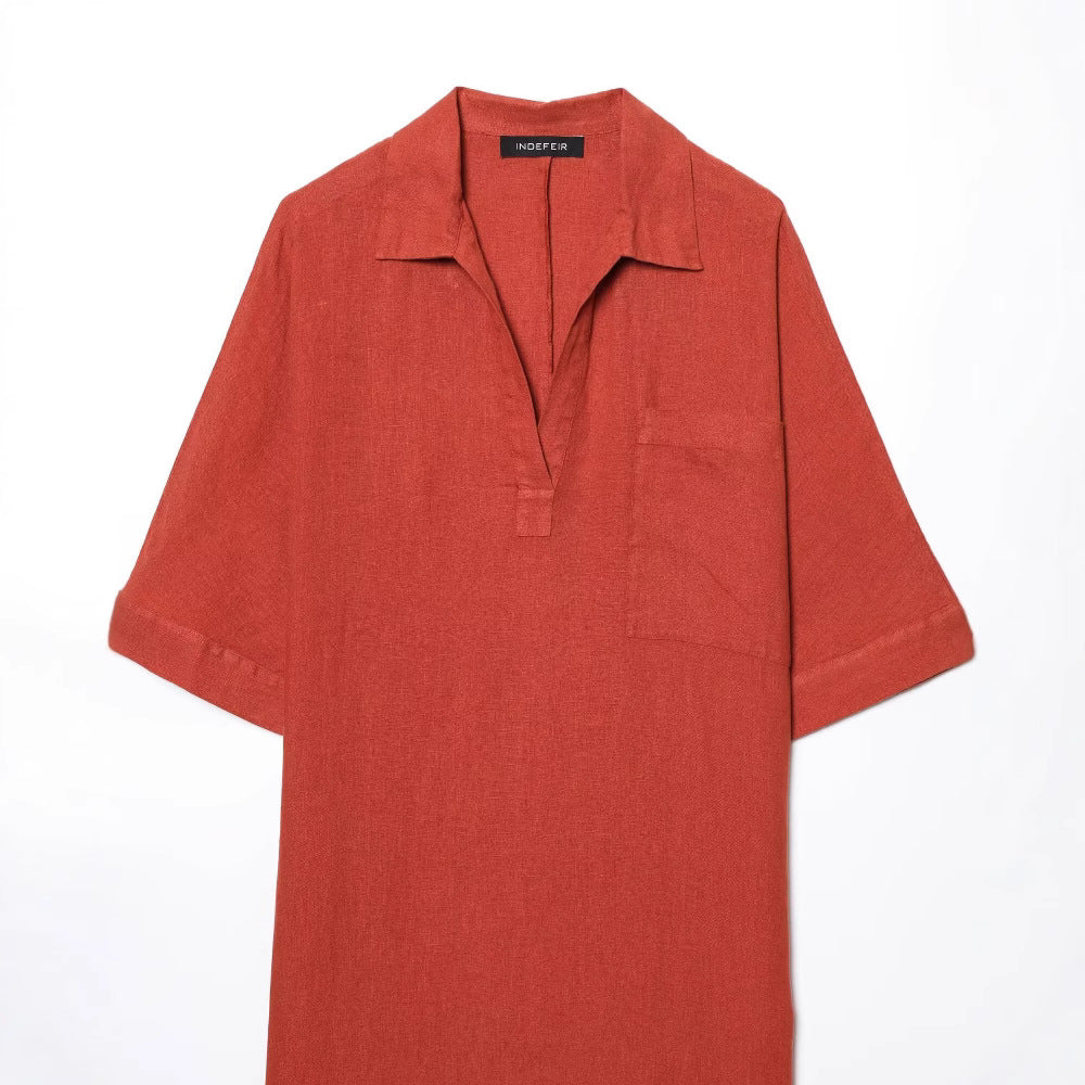 Women's Summer Street Fashion Linen Gown Dress Dresses