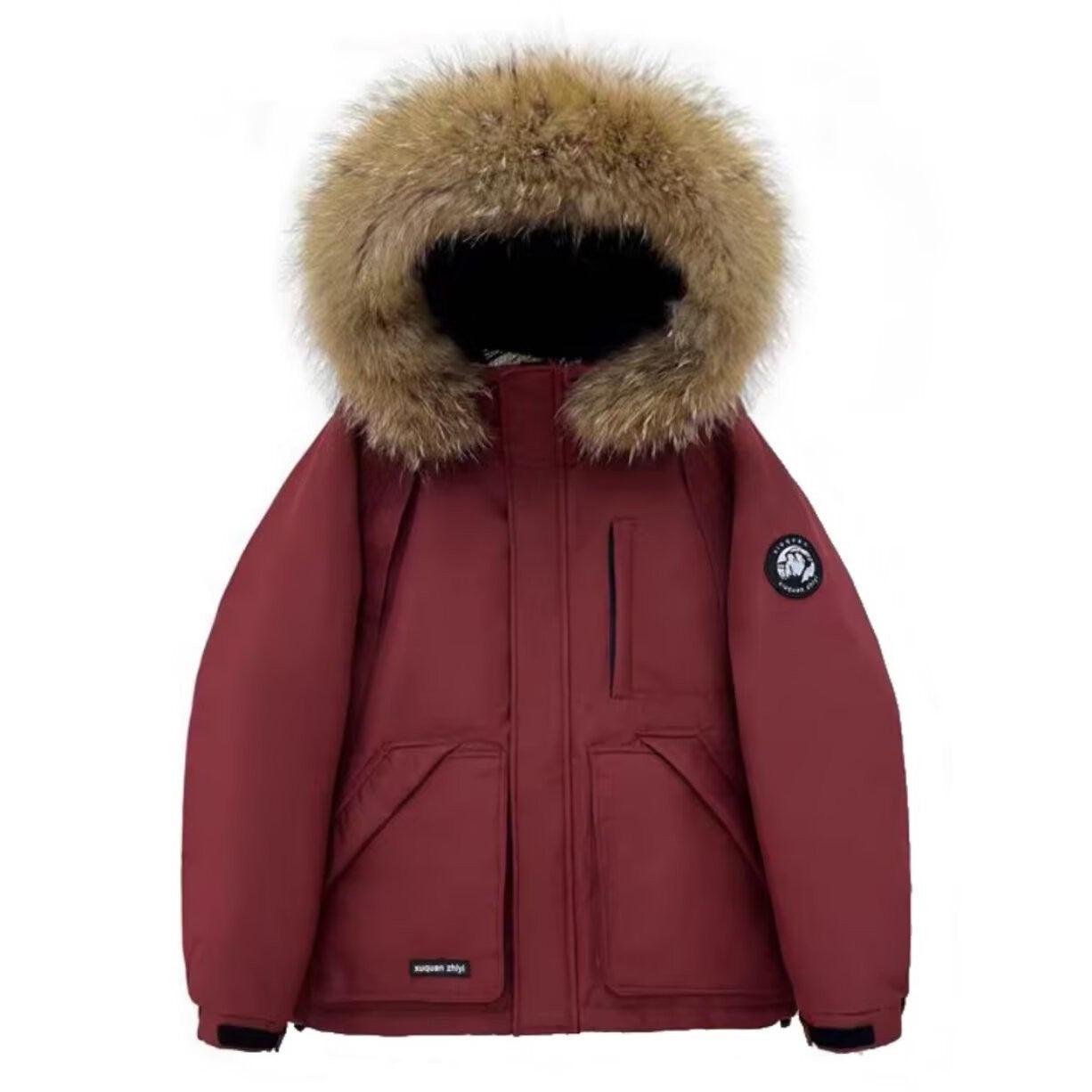 Women's Master's Large Fur Collar Labeling Parka Thickened Coats