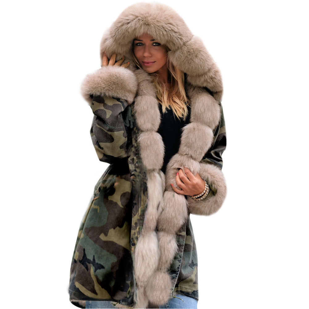 Women's Fit Warm Clothes For Camouflage Long Coats