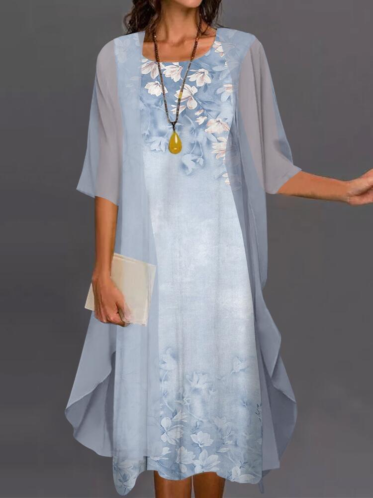 Women's Summer Casual Dress Two-piece Set Flowers Dresses