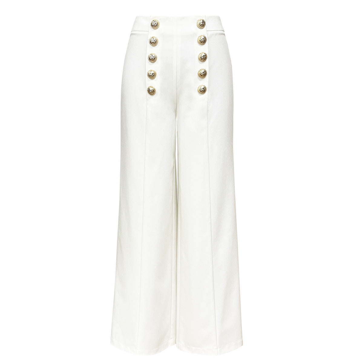 Women's Breasted Rivet Hidden Hook Baggy Straight Pants