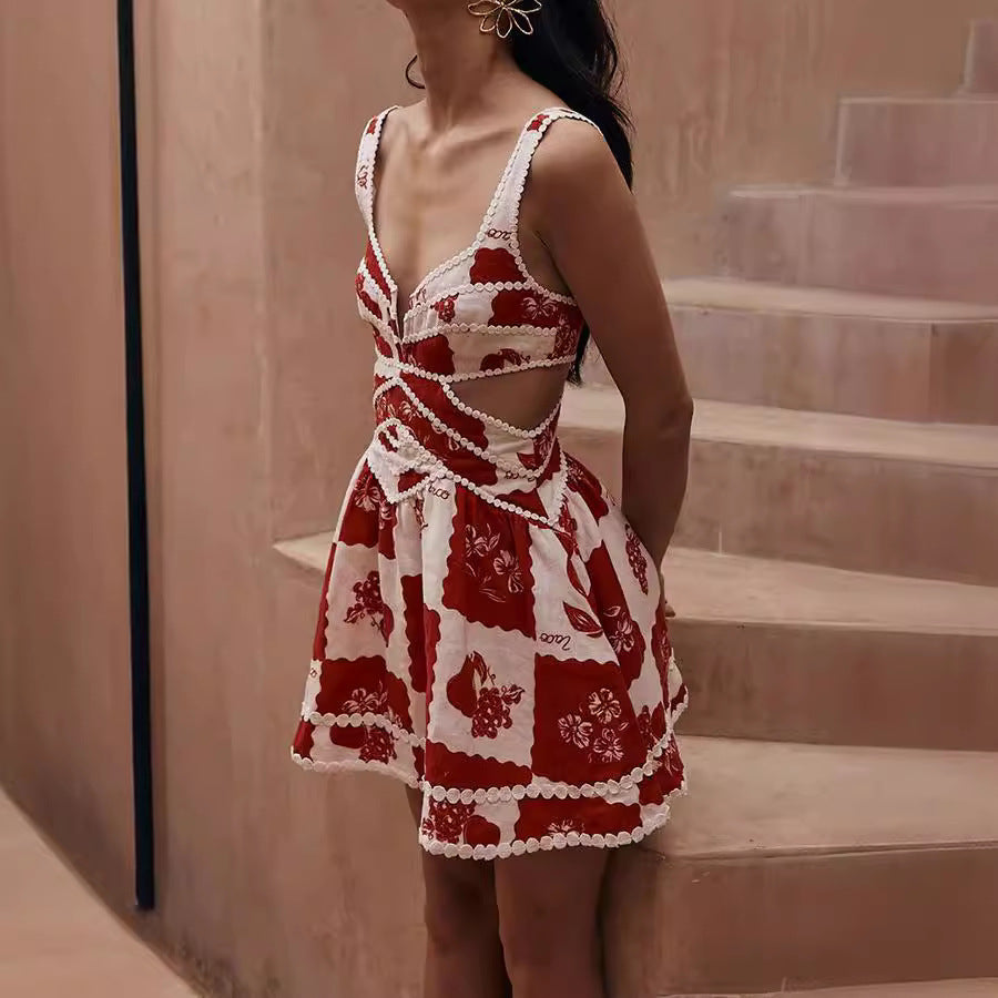 Dress Fashion Suspenders Positioning Printing Three-dimensional Dresses