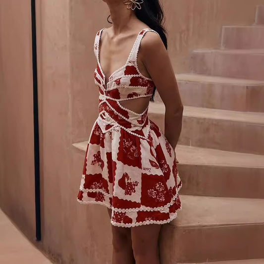 Dress Fashion Suspenders Positioning Printing Three-dimensional Dresses