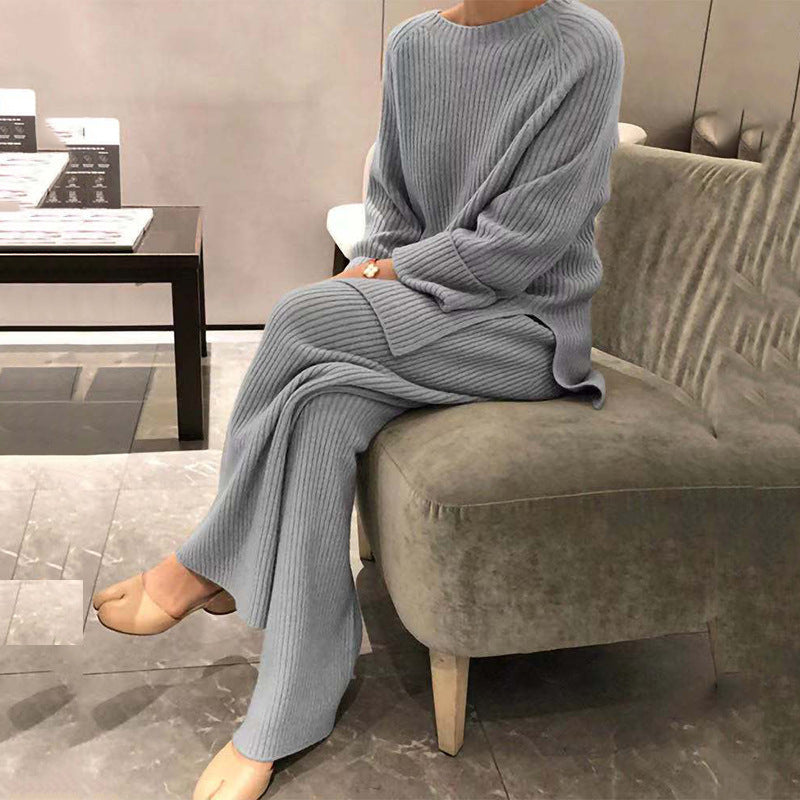 Women's Knitted Leisure Wear Solid Color Long Fashion Casual Suit