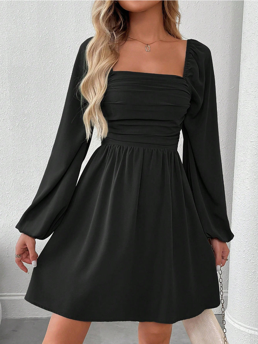 Women's Long Sleeve Pleated Simple Casual Autumn Skirts