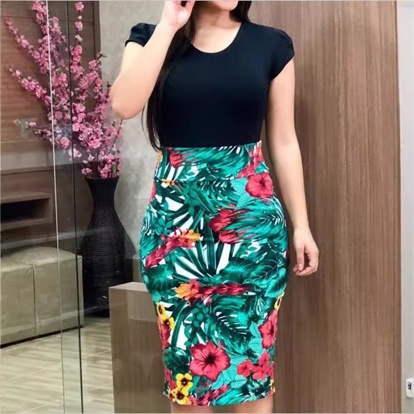 Unique Women's Autumn Flower Sheath Large Clothing