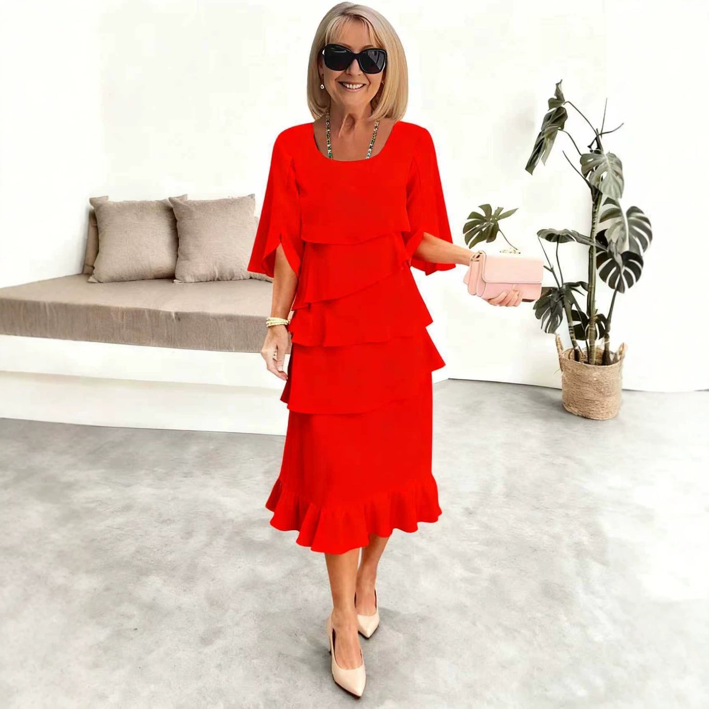 Women's Fashion Cake Loose Temperament Slimming Round Dress