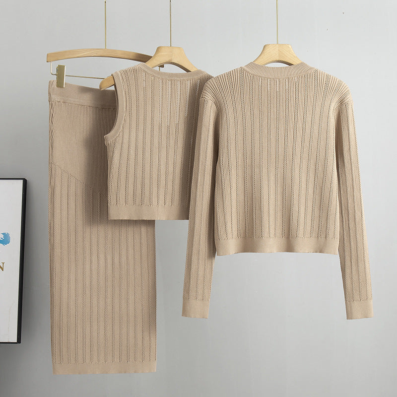 Comfortable Slouchy Women's Knitting Three-piece Set Fashion Casual Suit