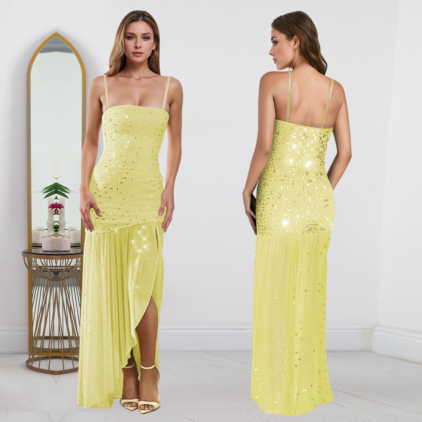 Women's Summer Fashion Wear Sexy Rhinestone Sleeveless Dresses