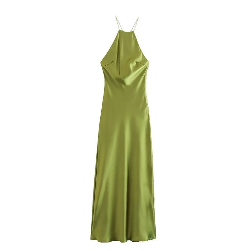 Women's Summer Sling Silk Satin Texture Dress Dresses