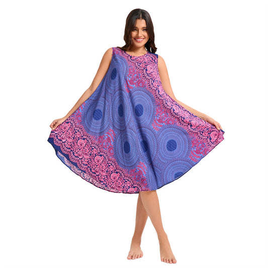 Bohemian Loose Casual Noil Poplin Beach Vacation Dress