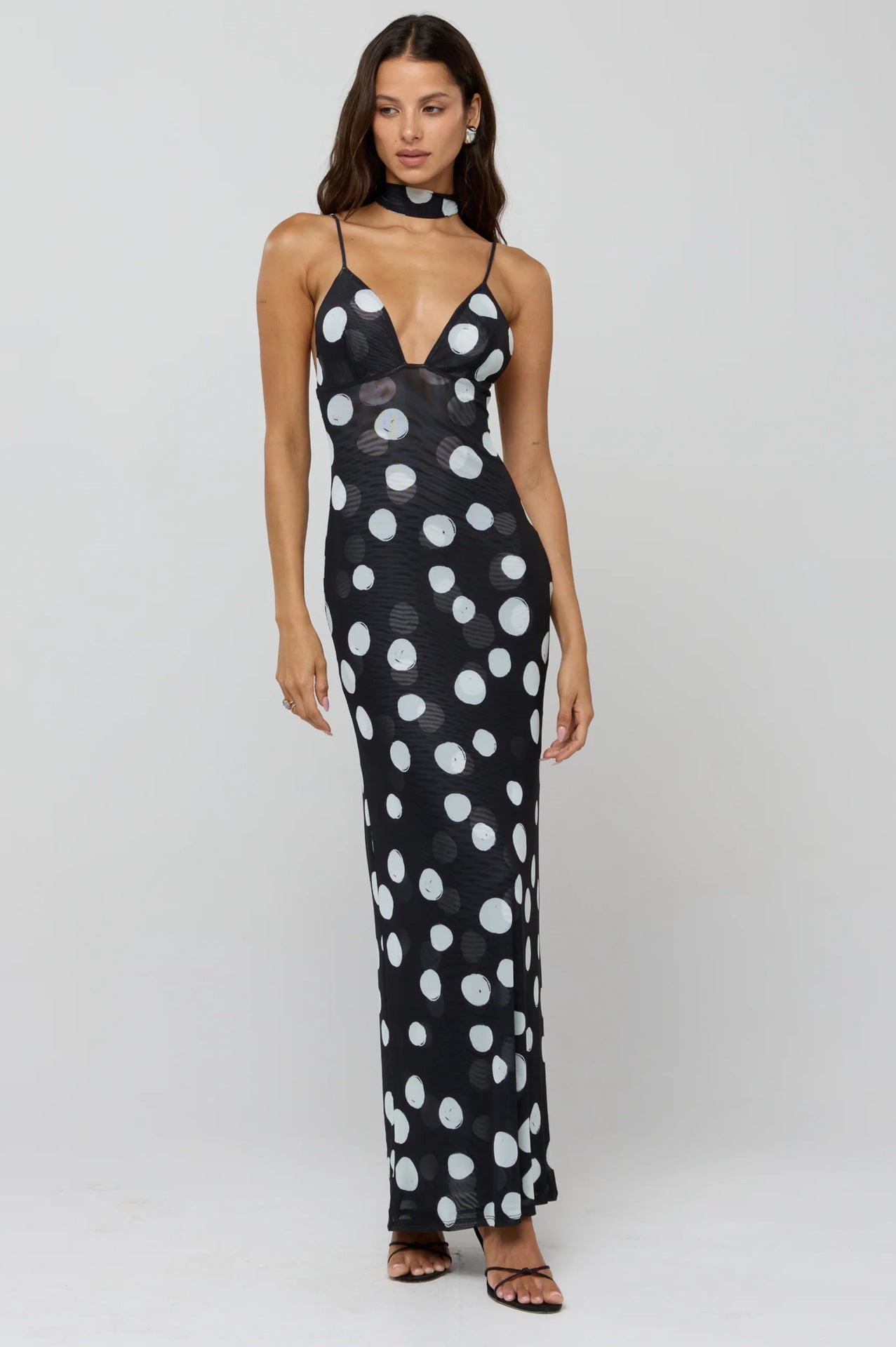 Personalized Trend Street Snap Polka Dot Print Sleeveless Strap High Dress
