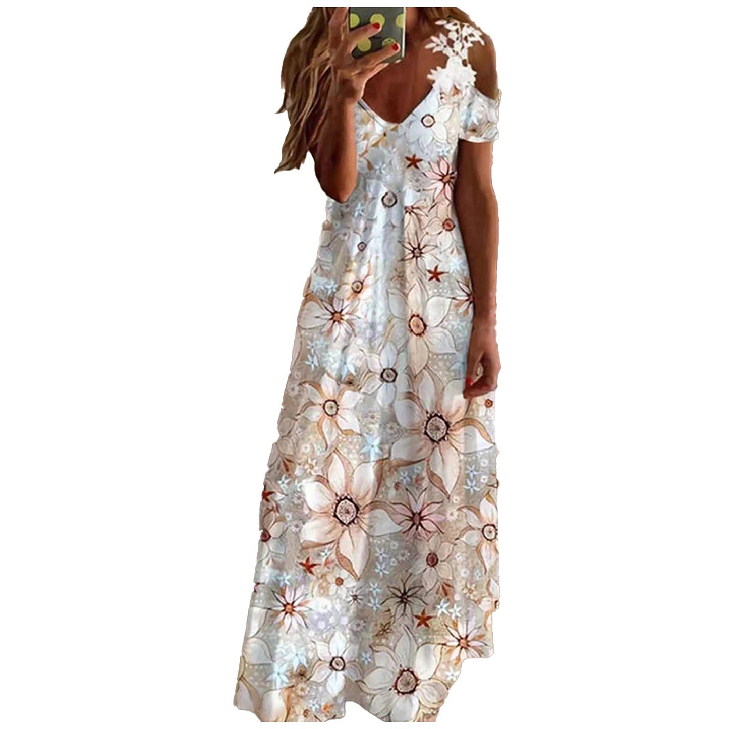 Women's Summer Floral Edge Brace Fashion Printed Dress