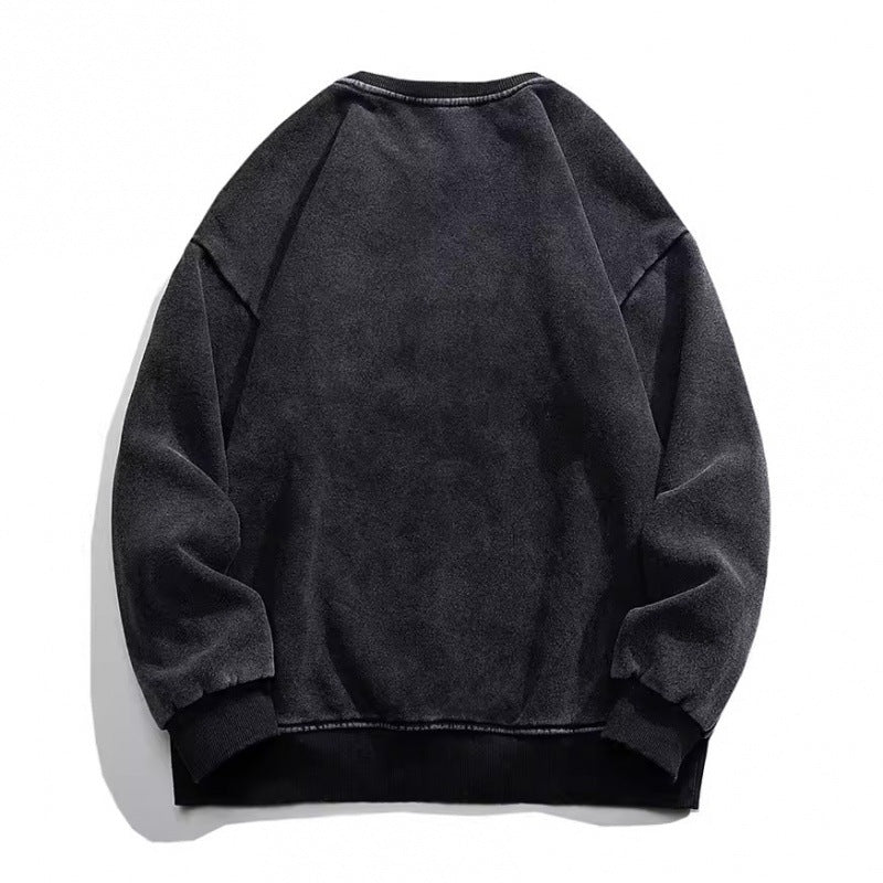 Women's & Men's Washed Heel Wrapped Collar Fashion Distressed Retro Crew Neck Sparkling Sweaters