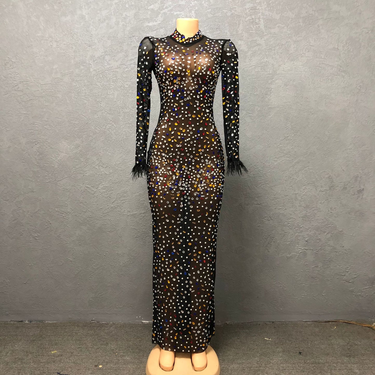 Rhinestone Mesh Stretch African Sexy Slim Dresses