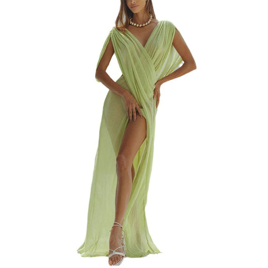 Women's Vacation Sexy See-through Sleeveless Dress Pure Dresses