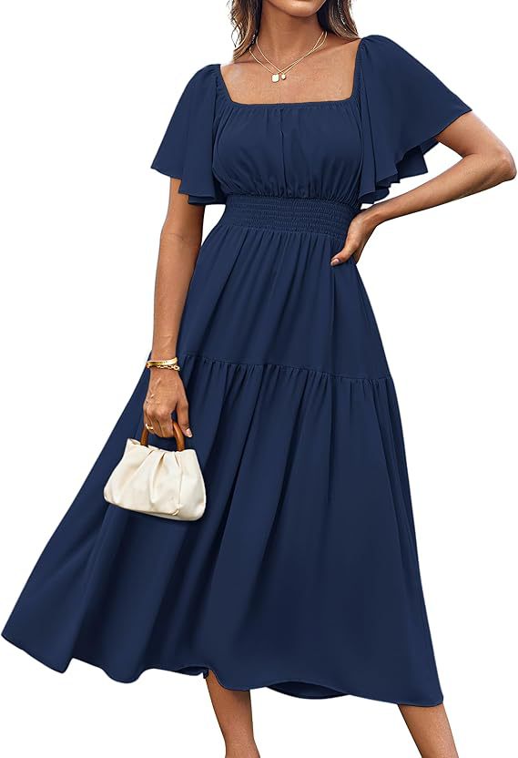 Women's Sleeve Square Collar Pleated Waist Casual Holiday Shorts