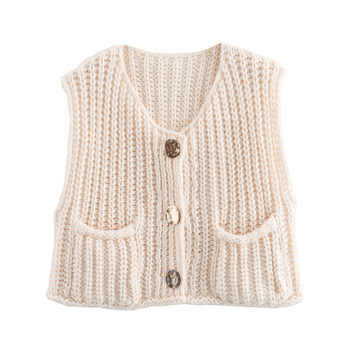 Women's Street Fashion Color Thick Needle Vests