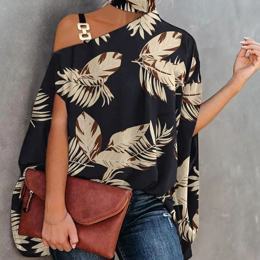 Women's Loose Wear Printed Halter Temperament Elegant Blouses