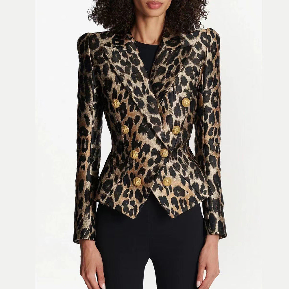 Retro Style Fashionable Fashion Leopard Print Blazers