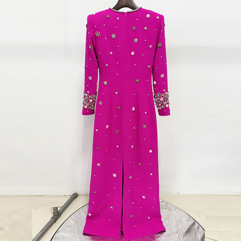 Fashion Bead Diamond Slim Long Dress Dresses