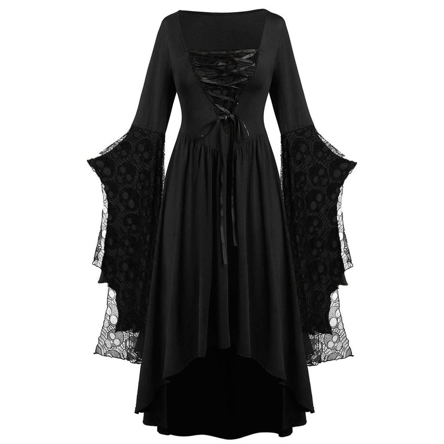 Women's Halloween With Skull Lace Tied Dress