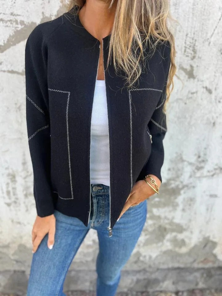 Durable Graceful Fashion Zipper Solid Color Jackets